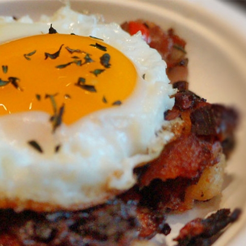 Roast Beef Hash and Eggs on the Evo Flattop Griddle