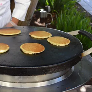 Banana Peanut Butter Pancakes on the Evo Grill