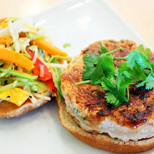 Chinese Chicken Burgers on the Evo Flattop Griddle
