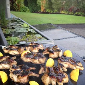 Apricot Balsamic Mint Game Hens on the Evo Flattop Griddle